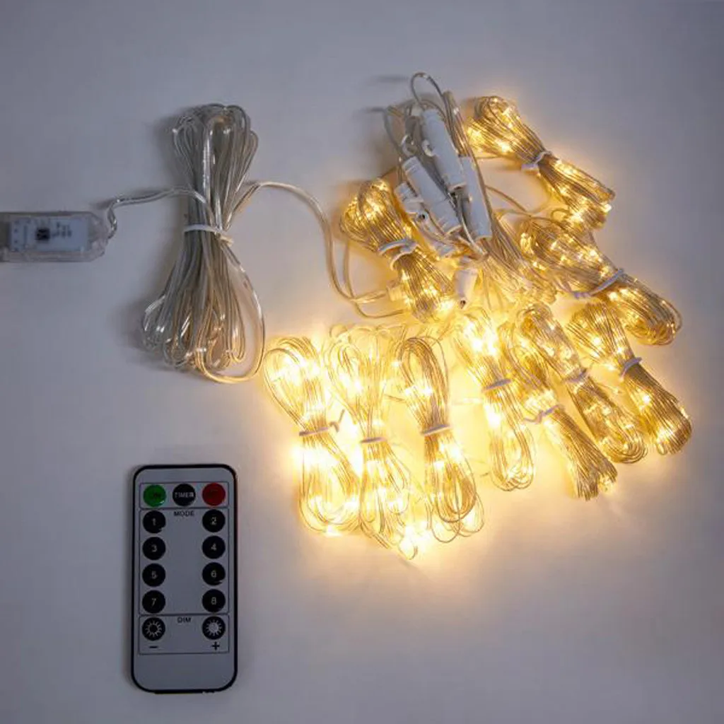 8 Modes USB Powered Fairy Curtain Garland Light Christmas Decorative LED String Xmas Party Garden Wedding Water-Fall Lights