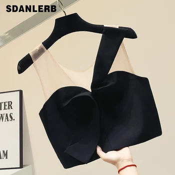 

Mesh U-Shaped Beauty Backless Small Suspender Vest Shirt Female Summer Tops with Chest Pad Underwear Shirt Crop Top Tank