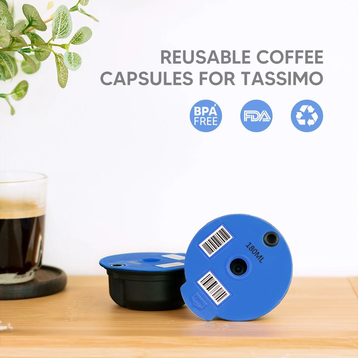 Capsules de café réutilisables de 60ml/180ml, pour Machine Tassimo