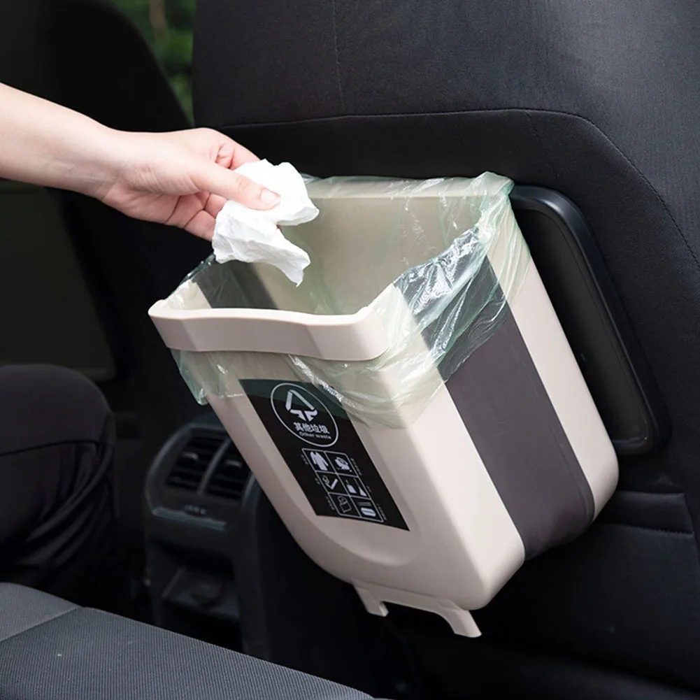 8L Large Capacity Garbage Drawer Bedroom Bathroom Car Kitchen Cabinet Door Dorm Collapsible Litter Container Hanging Trash Can
