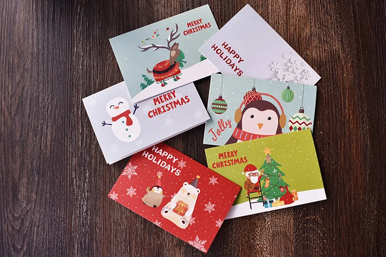 

1Pcs New Arrival Christmas Greeting Card Vintage Blessing Card Hollow Tower kraft paper Card Flower Butterfly Festival Su