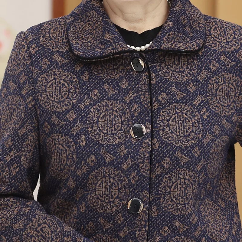 Женское зимнее теплое пальто для пожилых женщин, весенняя куртка с длинными рукавами для женщин среднего возраста, короткая верхняя одежда для мамы, большие размеры, 5XL, W1462