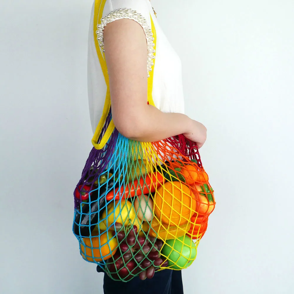 

2019 New Mesh Shopping Bag Reusable String Fruit Storage Handbag Totes Women Shopping Mesh Net Woven Bag Shop Grocery Tote Bag