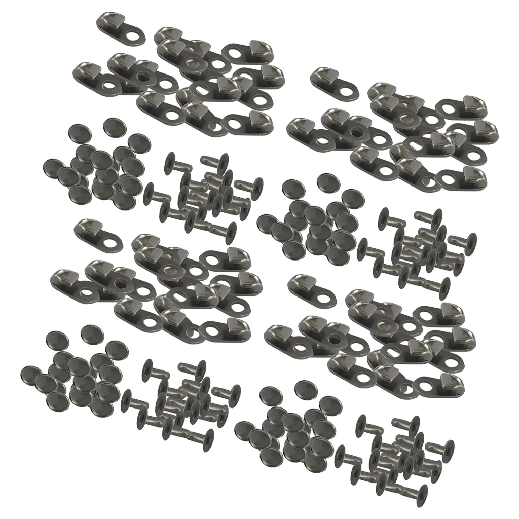 80 Sets Alloy Boot Lace Hooks Lace Fittings with Rivets Shoes Repair Kit Camp Hike Climb Supplies Black