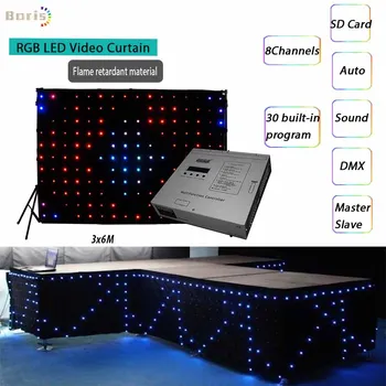

3x6M Video Curtain Background cloth P18 RGB LED Video Display Backdrop Curtain DJ Booth LED Stage Video Curtain DMX controller