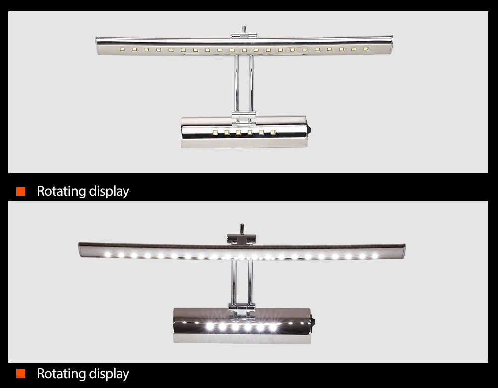 Светодиодный зеркальный передний светильник для ванной 7 Вт 9 Вт переменный ток 90-265 в водонепроницаемый туалетный светильник из нержавеющей стали настенный светильник с выключателем