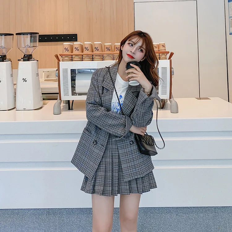 

Photo Shoot Network Red Plaid Small Suit Two-Piece 2019 Autumn Clothing New Style British-Style Suit-Style