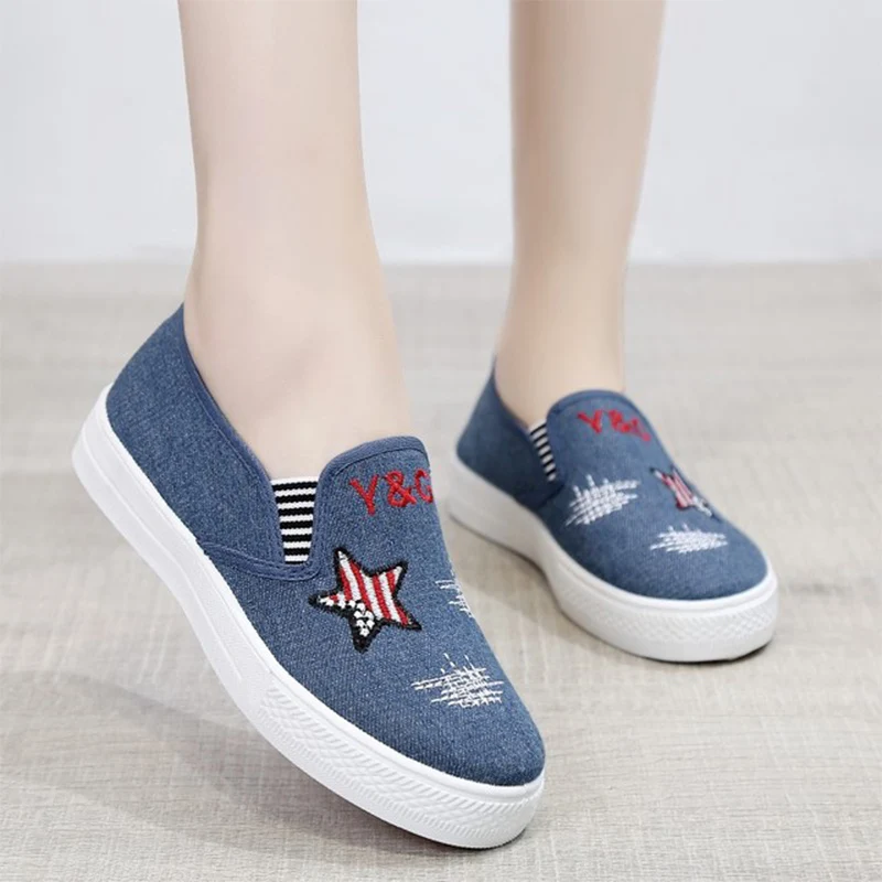 Spring Women's Canvas Shoes Casual Loafers Women Slip On Flat Platform Elastic Band Woman Sneakers Female Comfort Footwear 2021 | Обувь