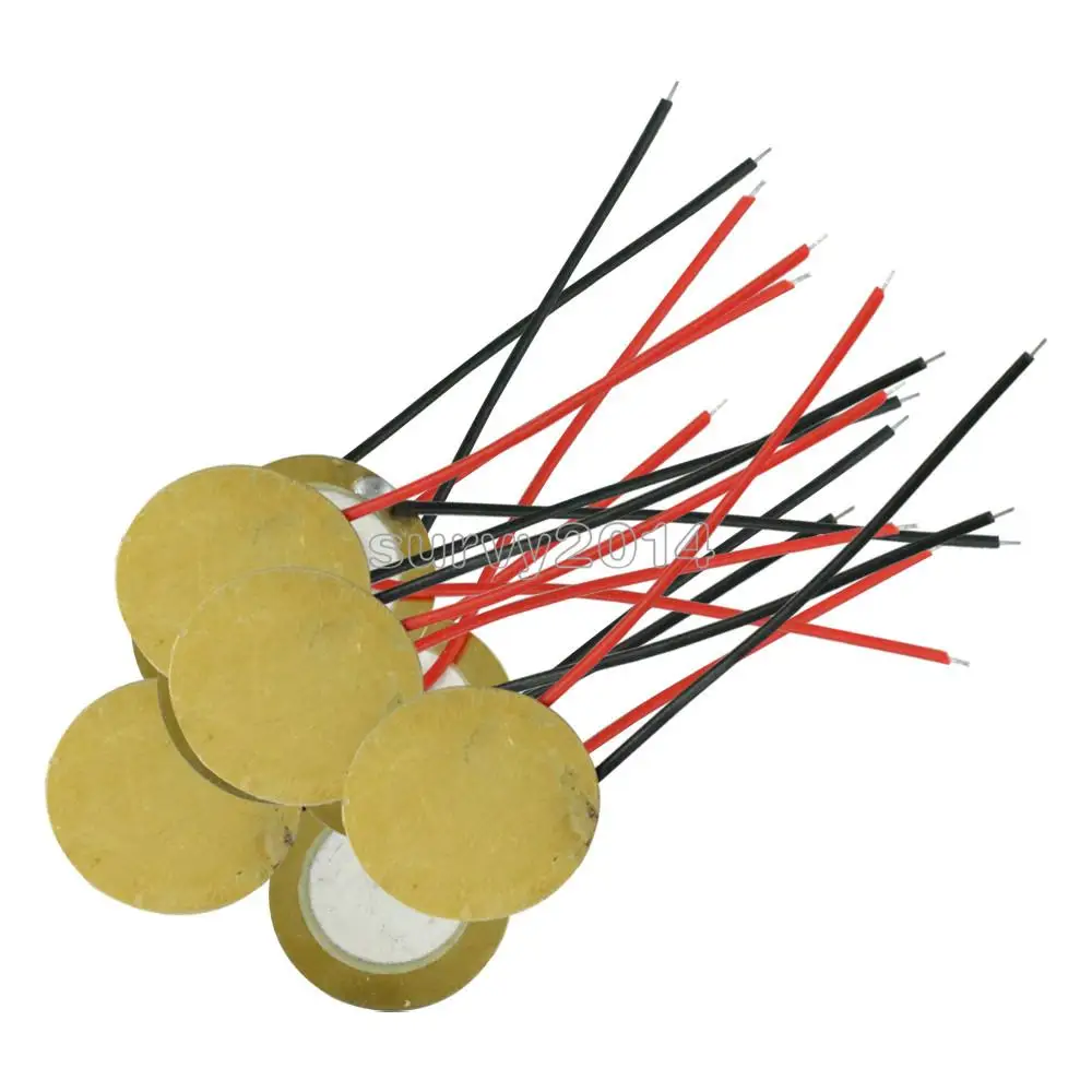 

20pcs/lot 15mm Piezo Elements buzzer Sounder Sensor Trigger Drum Disc With Wire Copper Piezo buzzers For Arduino Loudspeaker