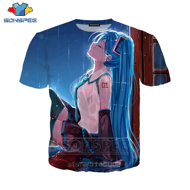 Хацунэ Мику футболка для мужчин женщин певица Толстовка 3D принт аниме девушка короткий рукав хип хоп Уличная мода пуловер с круглым вырезом C091-01 - Цвет: 1