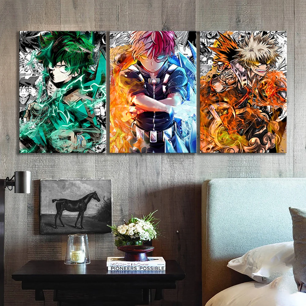 

Wall Art Home Decoration Painting My Hero Academia Anime 3pcs HD Print Modern Posters Canvas Cuadros Modular Picture For Bedroom