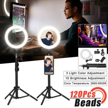 

LED Ring Light Photography Selfie Ring Light Dimmable 120Pcs LED With 1.4m Stand Tripods For Makeup Video Live Studio 2800-6500K