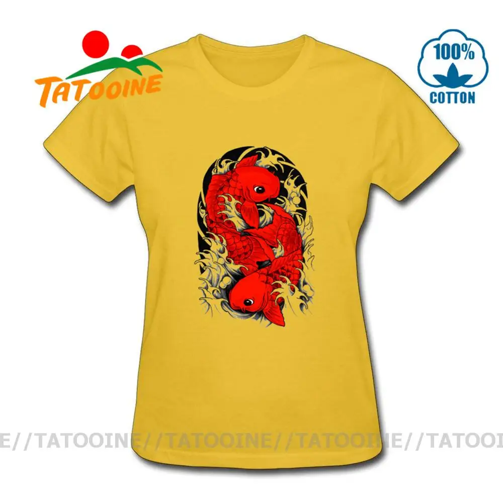 Элегантные женские футболки с изображением рыбы Koi mujer camisetas футболка в японском