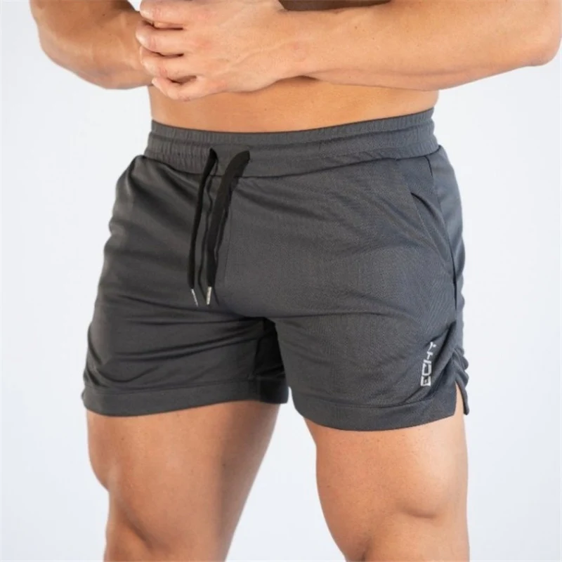 Брендовые мужские шорты Летние повседневные шорты мужские шорты для фитнеса бодибилдинга Мужская Спортивная дышащая одежда - Цвет: Dark gray
