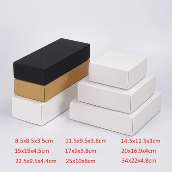 

10 sizes Kraft black white gift carton cardboard box brown kraft paper box with lid gift paper packaging boxes customized