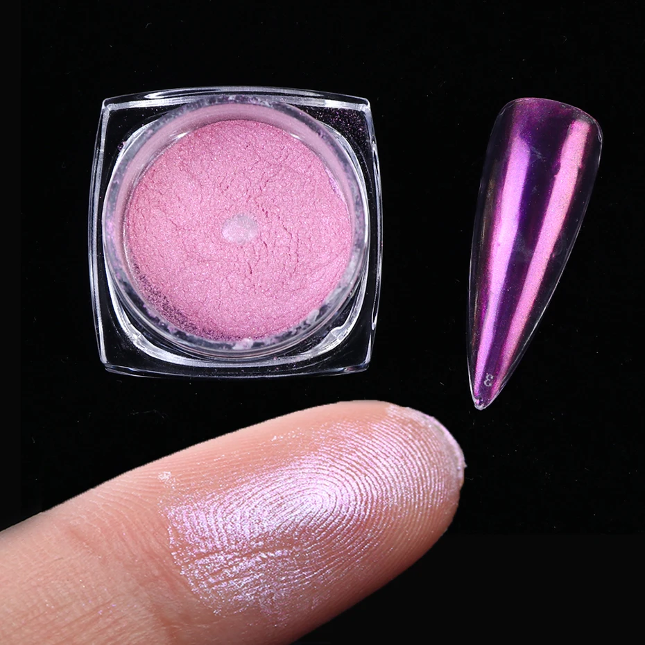 0,5 г прозрачный ледяной обнаженный блеск для ногтей Порошковая голографическая зеркальная Хромовая пигмент Хамелеон пыль погружение ногтей украшения LYJK01-12