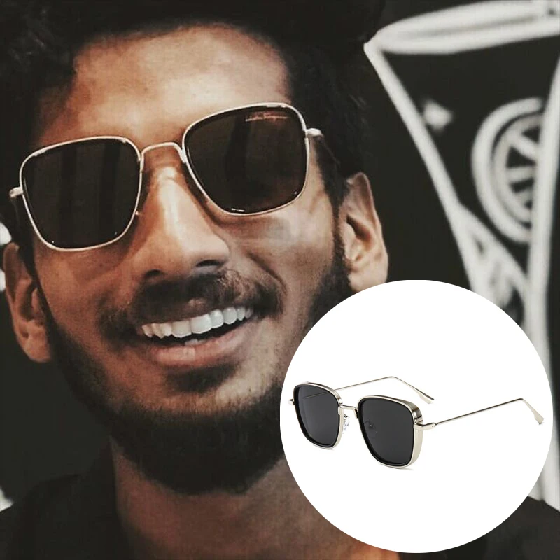 Хит Gafas Kabir Singh индийские солнечные очки мужские квадратные Золотая оправа
