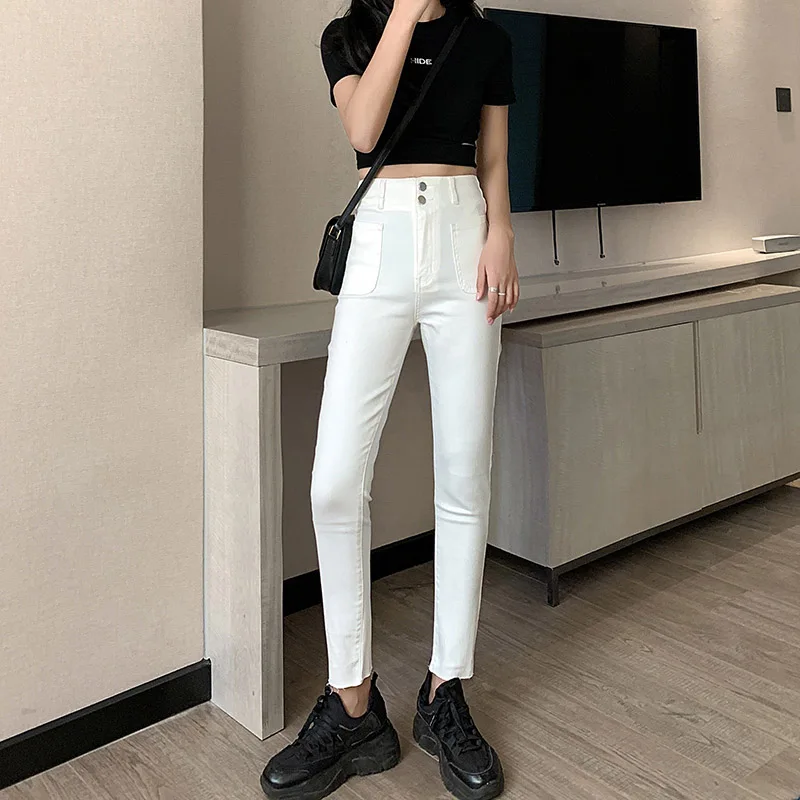 

High Waist Super Skinny Jeans Women Retro Stretch Slim Washed Pants Winter 2020 Small Feet Pencil Pants Leggings Jean Fashion