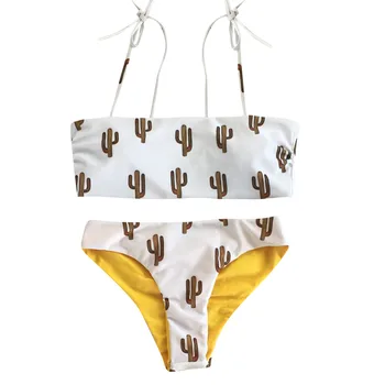 

AUSTINBEM thong bikinis 2019 mujer Women Cactus Print Bikini Set Swimming Swimsuits Swimwear Beach Suit biquinis feminino mayo