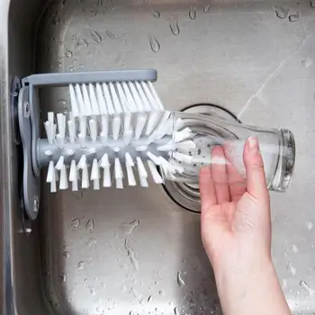 

Creative wall suction cup lazy glass brush bottle rotating tea cup brush 2 in 1 kitchen glassware cleaning utensils dropship