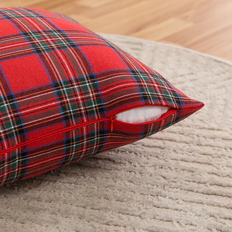 Red Christmas Double Line Cushion Cover