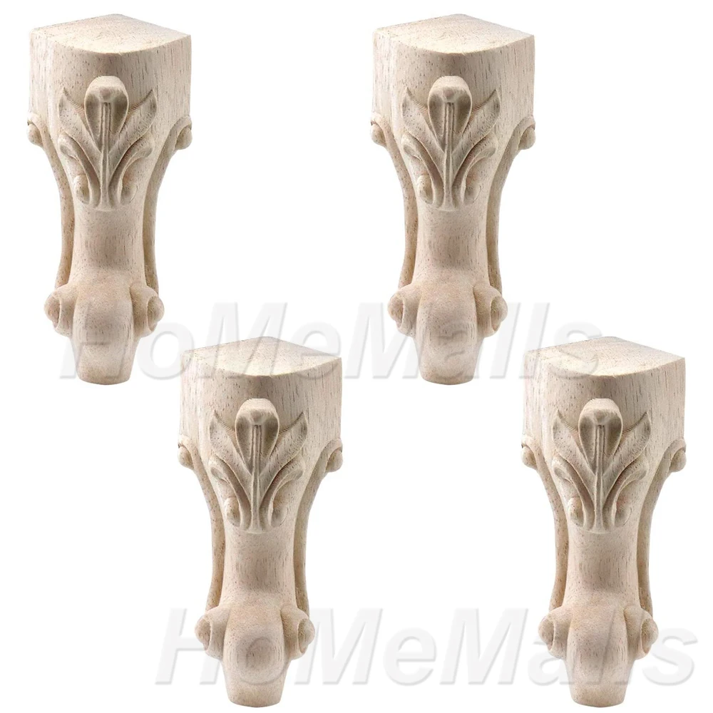 

2/4 Pieces of Wooden Feet European-style Simple Furniture Feet TV Cabinet Table Bathroom Cabinet Sofa Feet Carved Wooden Feet