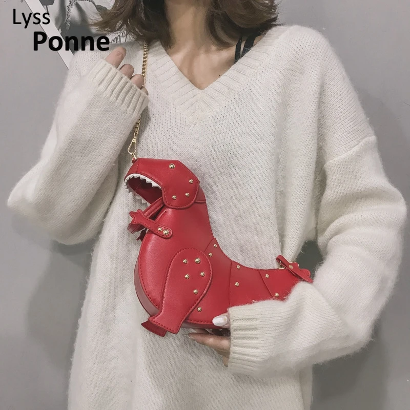 Сумка T-Rex женская с забавным 3D рисунком динозавра Стегозавра заклепками на