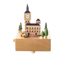 Деревянная цветная Строительная форма, бук, деревянная заводная Музыкальная шкатулка, ремесла, подарок, Красивая музыкальная музыка, Детские музыкальные игрушки, подарок для детей Xl