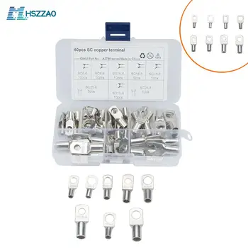 

60 Pcs Bolt Hole Tinned Copper Terminals Set-Wire Terminals connector Cable lugs Battery SC Terminals Glimpse of Mouth