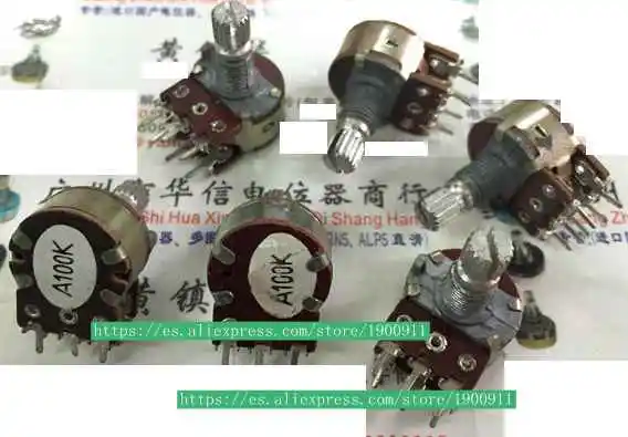 5pcs/lot Stock 148 dual-potentiometer A100K handle length 15MM flower volume potentiometer afbeelding