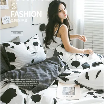 

Twin size king size milk cow 100% cotton summer soft bed sheet pillowcase quilt cover duvet cover bed sets
