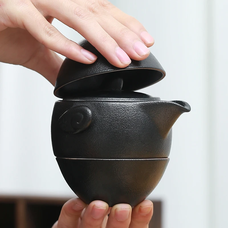 Chinese Kung Fu Ceramic Tea Set, Portable Teapot Set, Travel Gaiwan Tea Cups of Ceremony, Teacup Fine Gift