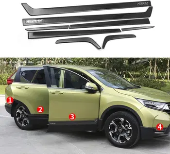 

8Pcs Stainless steel Door Side Sill Molding Trims Bar Plate Protector Fits for Honda- CRV CR-V- 2017 2018 2019 2020 - Black