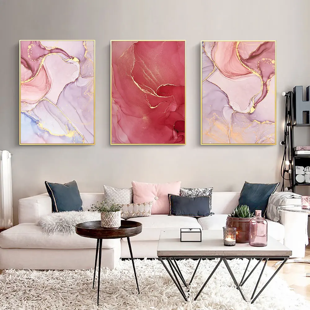

Pink Abstract Canvas Painting Wall Art Marble Posters And Prints Nordic Art Print Painting Picture Minimalist Home Decoration