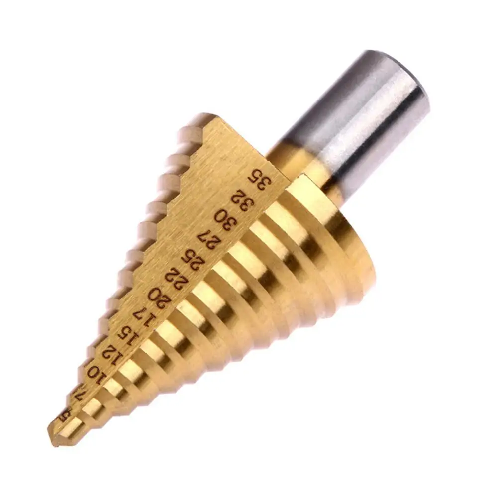 5-35mm Tool Drill Step Hex Titanium Cone Drill Bit HSS Speed Steel Cone Hole Cutter Drill Bit For Wood Metal Drilling Power Tool