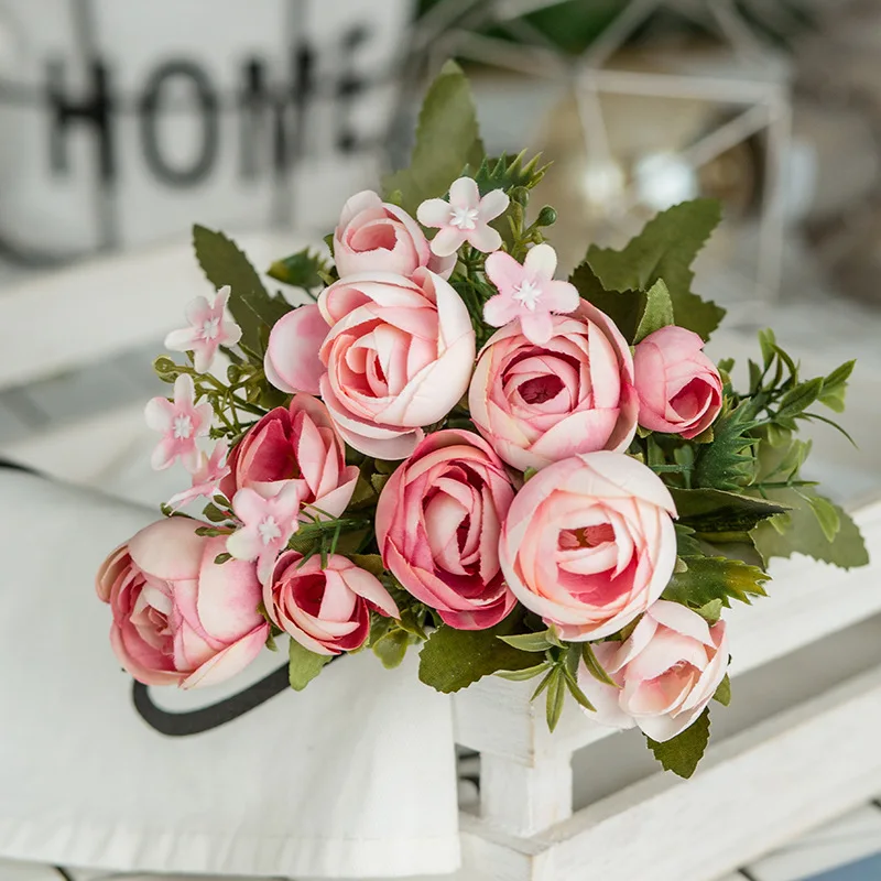 Tofok 10 головок Camellias искусственный цветок растение лоза гирлянда с розами шелковые цветы букет для свадьбы, помолвки домашний декор "сделай сам" - Цвет: 6