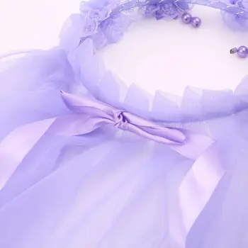 

Children Children Girls Little Princess Hairband One Layer Tulle Bridal Veils Flowers Garland Wedding Party Wreath Headband 5