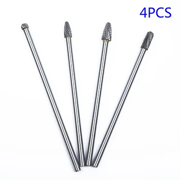 

NEW 4Pcs Rotary Burr 1/4\\'\\' Shank 6\\'\\' inch Long Reach Double Cut Carbide Tool Kit