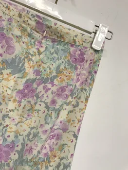 

Women Skirt French Style 2019 New Hydrangea Printed Ruffled Pleated Bag Hip Women's Skirt