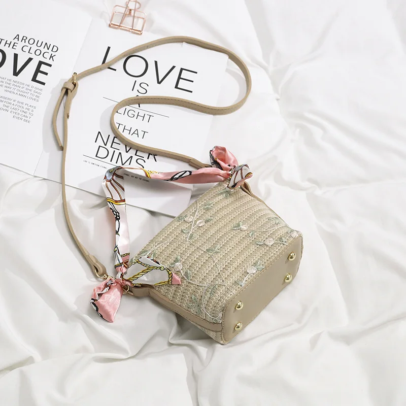 

JIULIN 2019 new style foreign gas girl silk scarf chain slant bag fashion weaving bucket