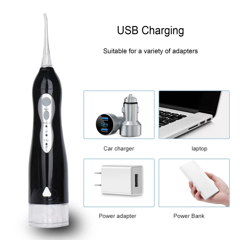 Oral Irrigator USB Rechargeable Water Flosser Portable Dental Water Jet IPX7 Water Tank Waterproof Teeth Cleaner +5 Nozzles
