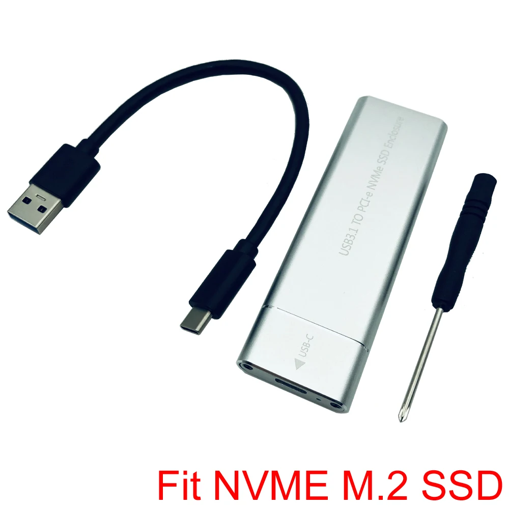 USB 3,1 для M.2 NVME PCIe SSD корпус, NVME M-Key для type C чехол-адаптер для nvme SSD, USB3.1 для M.2 NGFF SATA SSD чехол - Цвет: Silver M.2 NVME case