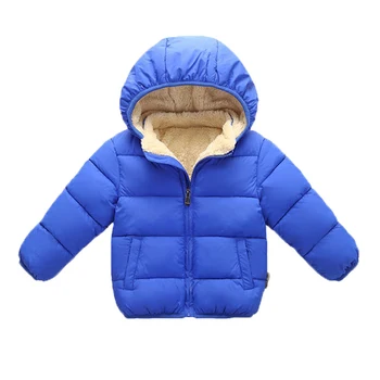 

For 6M-24M 2020 autumn winter Toddler boys solid hooded jacket children casual plus velvet thick warm cotton windbreaker coat