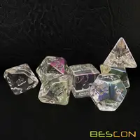 Bescon Unpainted Raw Plating Polyhedral Dice Set of Pearly Transparent, RPG Dice Set of 7 2