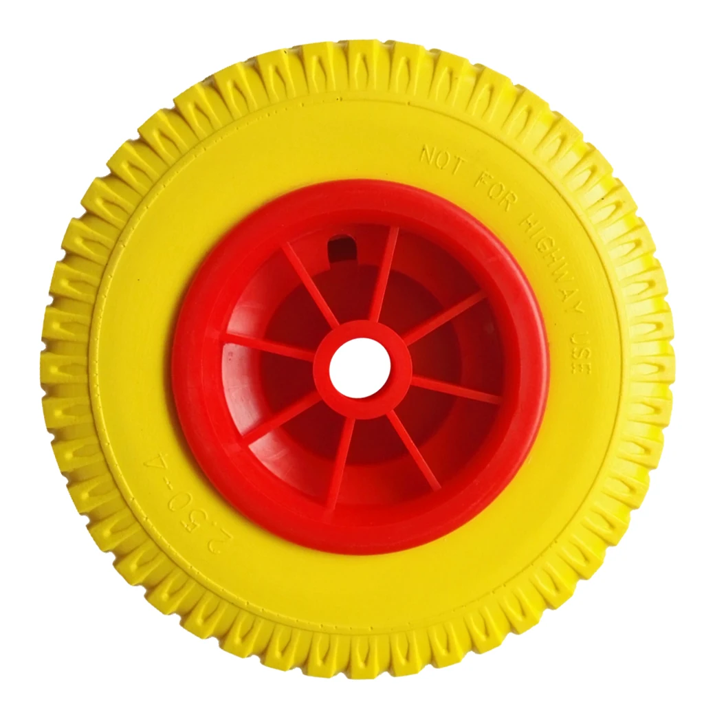 1 Pair 25.4cm 22.35mm 150kg Load Replacement Puncture Proof Yellow Tyre on Red Wheel for Kayak Canoe Cart