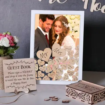 

PATIMATE Creative Wood Sign In Book Rustic Wedding Decoration Bride Groom Weeding Decor For Weddings Mr Mrs Wedding Party Decor