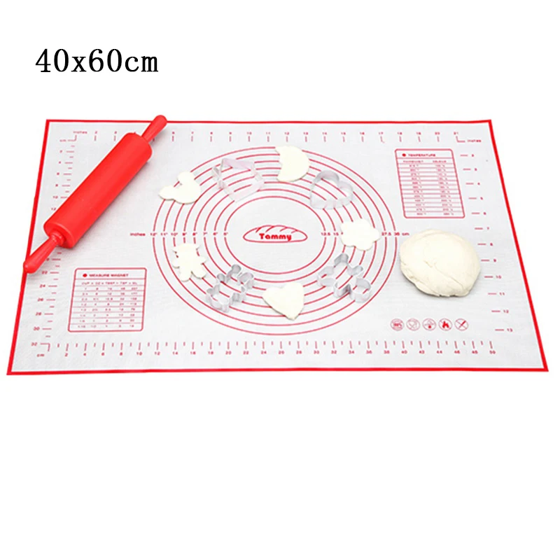Силиконовый коврик для выпечки с накипью раскатки теста коврик для замеса теста антипригарная Кондитерская печь лайнер формы для выпечки 60*40/40*30 см - Color: 40x60cm red