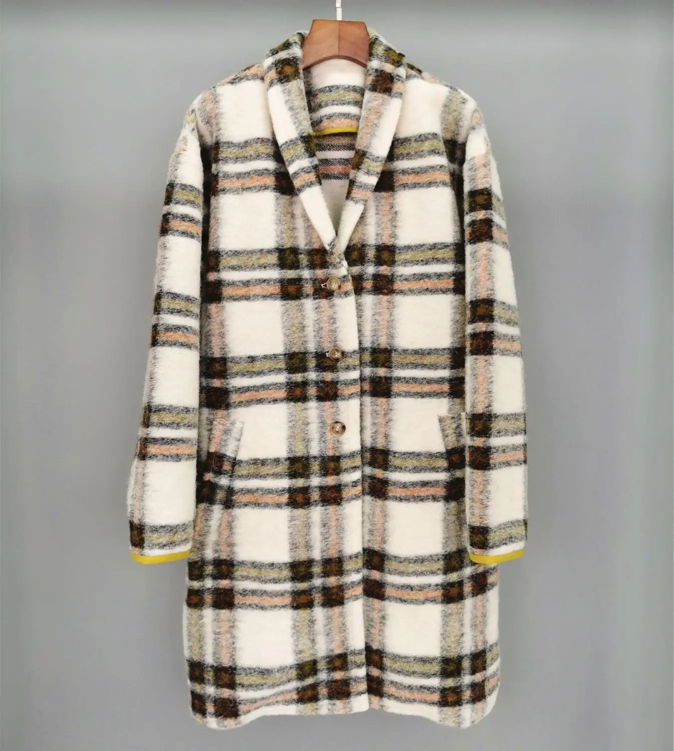 

2019 winner new women plaid wool jacket coat female casual long outerwear OverCoat ddxgz2v 8.23