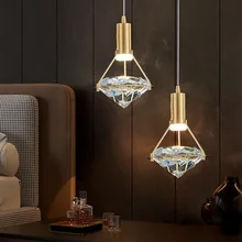Candelabro de cristal de cobre, luces minimalistas modernas de lujo, para dormitorio, mesita de noche, restaurante, Bar