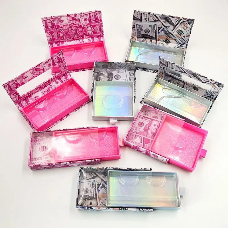 

Wholesale Eyelashes Package Eyelash Packaging Boxes Dollar Cash Lash Box Bulk 3D 25mm Mink Lashes Empty Magnetic Case With Tray